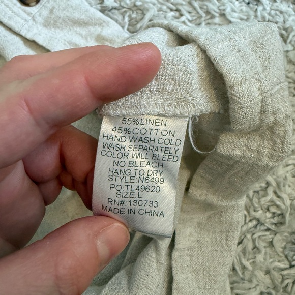 2/$30 Umgee Linen Blend Tie Waist Button Front Skirt w/ Pockets Size L - Picture 7 of 7